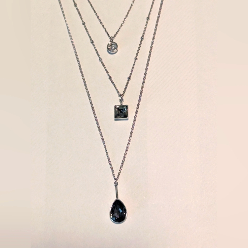 Touchstone Crystal Swarovski Tri-Me Necklace Three Crystals
